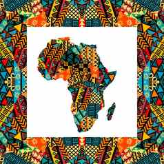 非洲地图框架少数民族图案