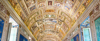 的角度来看视图画廊地图梵蒂冈博物馆梵蒂冈城市罗马