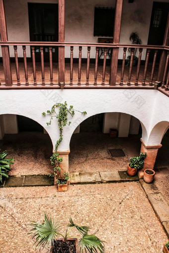 院子里典型的西班牙语房子卡斯蒂利亚污点西班牙