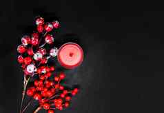 节日圣诞节一年作文红色的冬青浆果雪蜡蜡烛