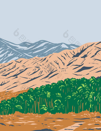 三贝纳迪诺山莫哈韦沙漠沙漠西北大学科罗拉多州沙漠沙子雪国家纪念碑加州曼联州水渍险海报艺术