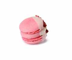 树莓蛋白杏仁饼干孤立的白色背景美味的甜点