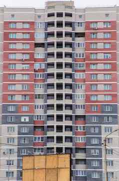 住宅高层多色的建筑使红色的灰色的白色砖