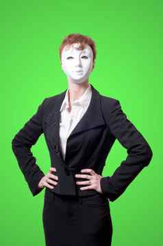 业务女人白色面具