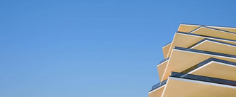 现代体系结构建筑细节体系结构外观玻璃混凝土清晰的蓝色的天空横幅财产市场公寓建筑外观酒店体系结构横幅真正的房地产设计元素