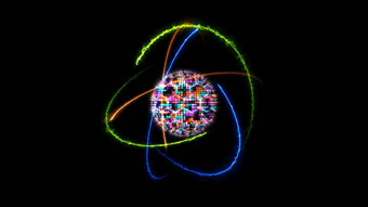 量子未来主义的电脑动画摘要柔和的语气光球球光颜色核心原子