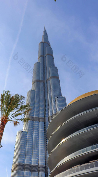 迪拜阿联酋12月迪拜塔哈利法塔体系结构建筑迪拜天际线空中视图曼联阿拉伯阿联酋航空公司城市