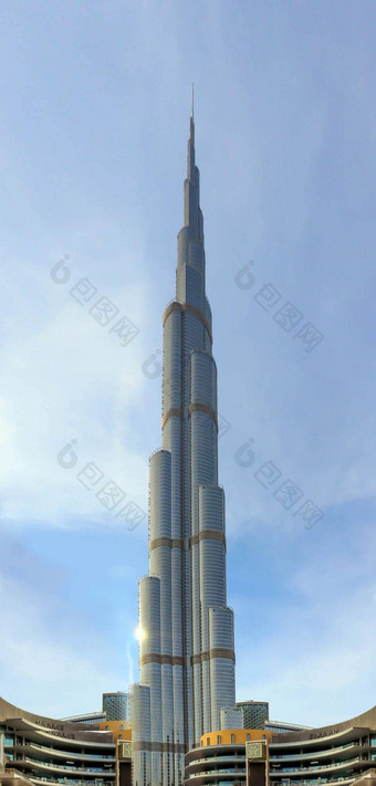 迪拜阿联酋12月迪拜塔哈利法塔体系结构建筑迪拜天际线空中视图曼联阿拉伯阿联酋航空公司城市