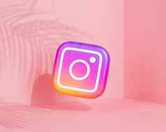 梅利托波尔乌克兰6月新浪微博标志图标摄影社会媒体应用程序粉红色的背景热带叶子阴影渲染