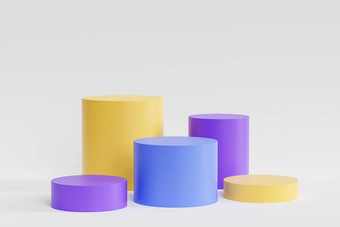 色彩斑斓的领奖台基座产品广告白色背景最小的插图渲染