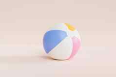 夏天米色背景充气海滩球最小的插图渲染