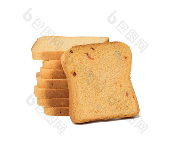 切片白色小麦面粉面包西红柿广场块三明治孤立的白色背景