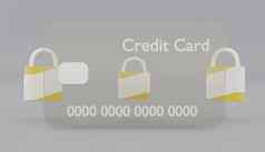 透明的信贷卡黄色的安全锁