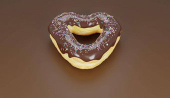 心形的甜甜圈覆盖巧克力