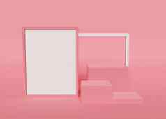 粉红色的背景产品站多维数据集文本盒子