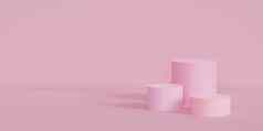 粉红色的领奖台基座产品广告柔和的横幅背景复制空间渲染