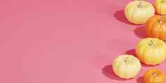 南瓜粉红色的最小的背景广告秋天假期销售复制空间渲染横幅