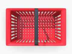 空红色的塑料购物篮子孤立的白色