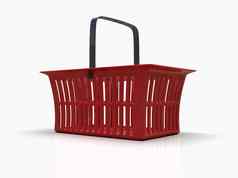空红色的塑料购物篮子孤立的白色