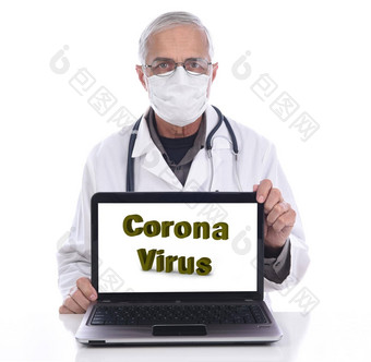 冠状病毒<strong>大</strong>信移动PC电脑屏幕医疗专业外科手术面具实验室外套电脑