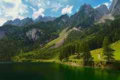 岣梢湖美丽的湖山奥地利dachstein山受欢迎的旅游的地方阿尔卑斯山脉