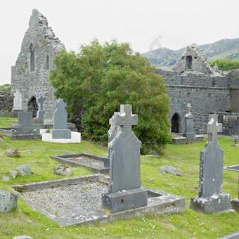 废墟murrisk修道院县五月爱尔兰