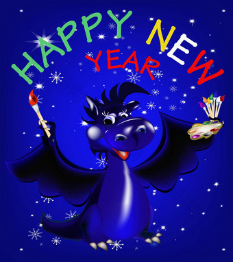 黑暗蓝色的dragon-new一年的象征