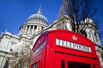 红色的电话盒子<strong>保</strong>罗的大教堂伦敦