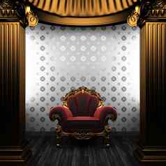 青铜列椅子瓷砖墙