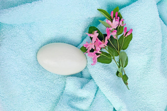 肥皂蓝色的毛巾