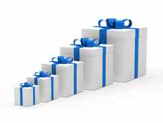 圣诞节礼物盒子白色蓝色的丝带