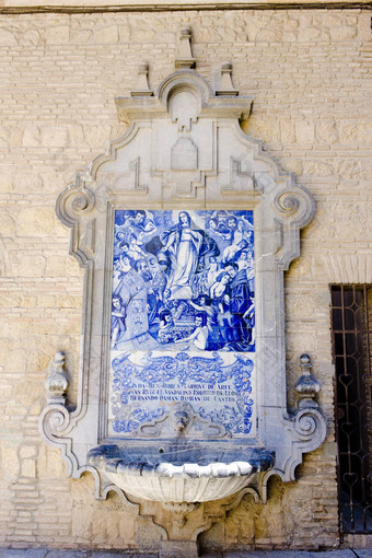 瓷砖绘画喷泉科尔多瓦安达卢西亚西班牙