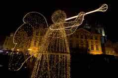 小镇广场圣诞节时间布拉格捷克共和国