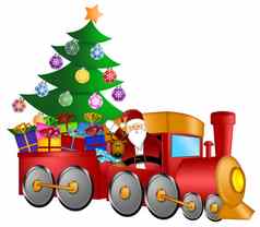 圣诞老人火车礼物圣诞节树