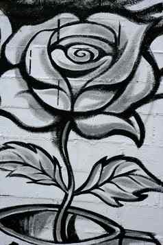 黑色的白色玫瑰街涂鸦细节