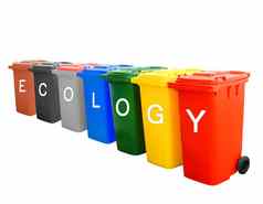 色彩斑斓的回收垃圾箱生态措辞概念