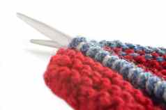 羊毛线程针织针刺绣配件白色背景