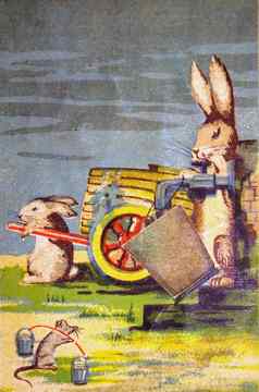 兔子桶填满水轮子