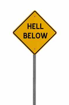地狱黄色的路警告标志
