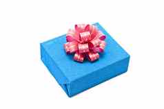 蓝色的礼物盒子红色的弓