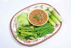 泰国食物咖喱煮熟的蔬菜