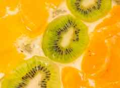 水果背景切片猕猴桃橙色普通话