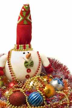 可爱的白色雪人圣诞节装饰球