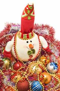 圣诞节有趣的白色雪人装饰球
