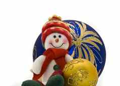 可爱的可爱的圣诞节玩具色彩斑斓的一年球