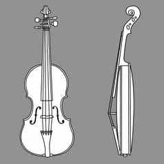 小提琴轮廓灰色的背景