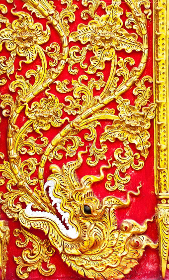 黄金粉刷设计本地的泰国风格墙