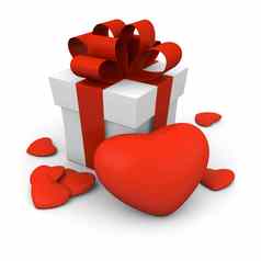 情人节一天礼物盒子红色的心