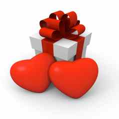 情人节一天礼物盒子大红色的心