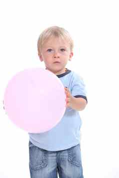 孩子粉红色的气球